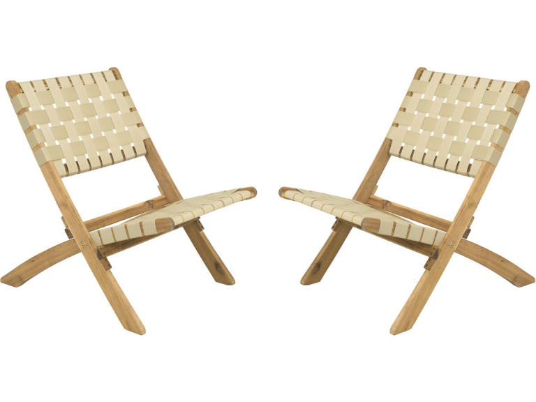 Conjunto de 2 cadeiras de jardim em madeira Hanoi - Bege