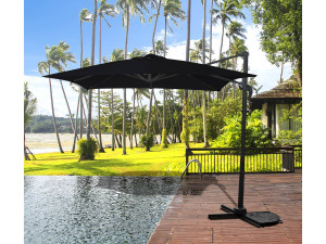 Guarda-sol de jardim offset "Soleil" - Quadrado - 2,5 x 2,5 m - Preto + Capa protetora 2