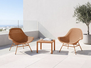 Conjunto de 2 cadeirões de jardim "Soléna" com mesa de apoio - Laranja 2