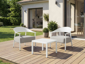 Conjunto de mobiliário de jardim em metal e plástico "Céora" - 2 lugares - Branco 2