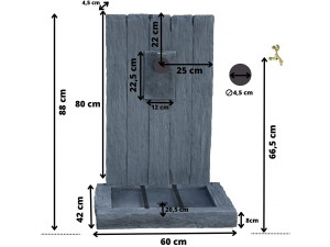 Tipo de letra "Slate" - feito de pedra reconstituída - 59 x 44 x 87 cm - Cinza 2