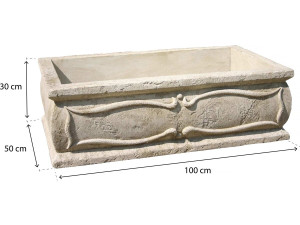 Vaso grande "Verona" - feito de pedra - 50 x 100 x 30 cm 2