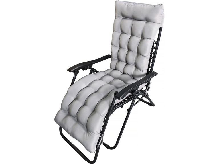 Almofada para cadeirão de jardim em tecido "Romy" - 164 x 52 x 10 cm - Cinzento claro