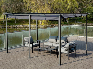 Pérgola metálica com teto retrátil - 3 x 6 m - Antracite 2