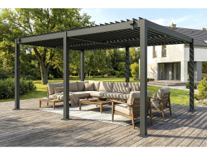 Pérgula bioclimática autoportante de alumínio "Kensington" - 3 x 5 m - Cinzento 2