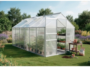 Base em aço galvanizado para estufa "Basilic" - 7,03 m² - Cinzento 2