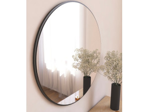 Espelho de madeira "Ozze" - 60 x 60 cm - Preto 2