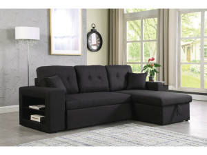 Sofá de canto conversível/reversível "Axel" - 3 lugares - Preto 2