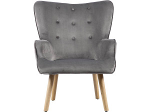 Poltrona de veludo estilo escandinavo "Odense" - 73 x 81 x 92,5 cm - 1 lugar - Cinza 2