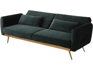 Sofá de veludo Clic Clac "Donia" - 203 x 81 x 83 cm - 3 lugares - Verde escuro