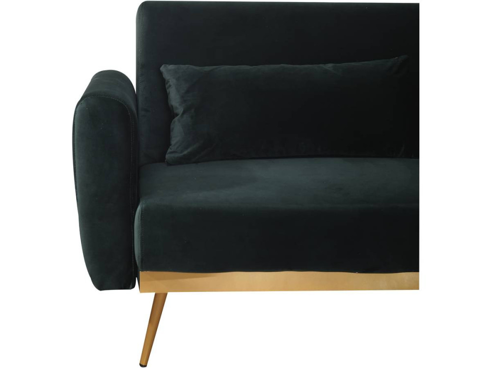 Sofá de veludo Clic Clac "Donia" - 203 x 81 x 83 cm - 3 lugares - Verde escuro