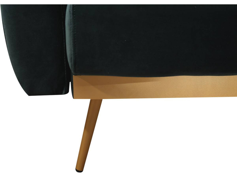 Sofá de veludo Clic Clac "Donia" - 203 x 81 x 83 cm - 3 lugares - Verde escuro