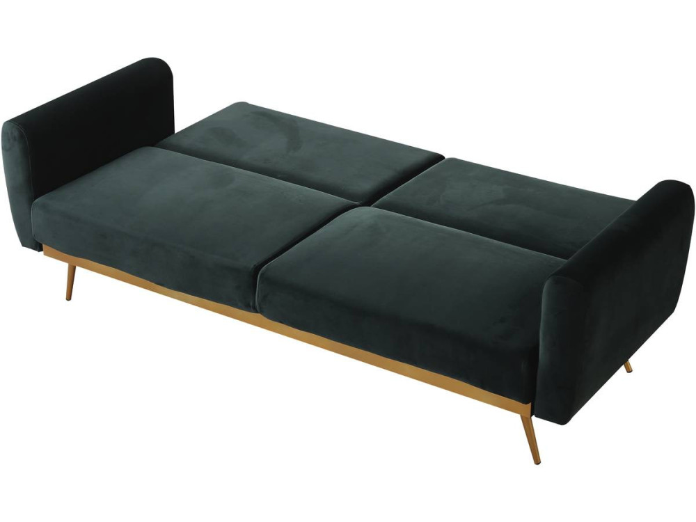 Sofá de veludo Clic Clac "Donia" - 203 x 81 x 83 cm - 3 lugares - Verde escuro