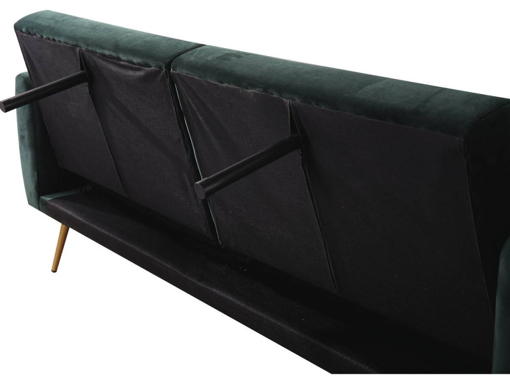 Sofá de veludo Clic Clac "Donia" - 203 x 81 x 83 cm - 3 lugares - Verde escuro