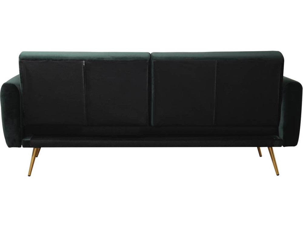 Sofá de veludo Clic Clac "Donia" - 203 x 81 x 83 cm - 3 lugares - Verde escuro