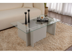 Mesa de centro em vidro "Vetrino" 105 x 65 x 40 cm - Cinzento 2