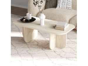Mesa de centro em madeira "Becaj" - 120 x 60 x 41 cm - Travertino 2