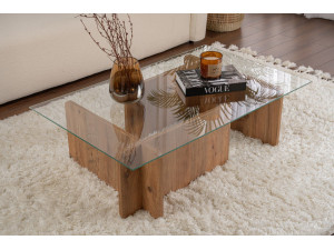 Mesa de centro em madeira "Flavio" - 105 x 65 x 30 cm - Pinho Atlântico 2