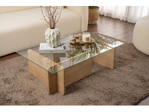 Mesa de centro em madeira "Flavio" - 105 x 65 x 30 cm - Carvalho 2