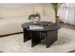 Mesa de centro de madeira "Moira" 90 x 90 x 41 cm - Madeira preta 2