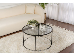 Mesa de centro metálica "Aurum" - 80 x 80 x 43 cm - Preto cinzento 2