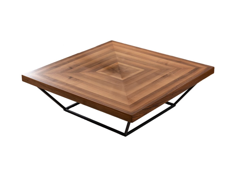 Mesa de centro em madeira "Cora" - 100 x 100 x 32 cm - Nogueira