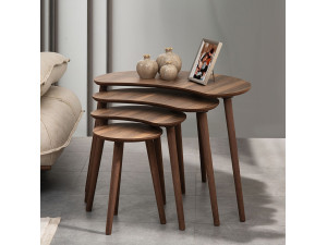 Mesa de encaixe em madeira "Moon" (4 peças) 40 x 75 x 55 cm - Nogueira 2