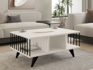 Mesa de centro de madeira "Bert" - 90 x 60 x 40 cm - Branco 2