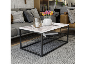 Mesa de centro em madeira "Asude" - 95 x 55 x 42 cm - Branco 2