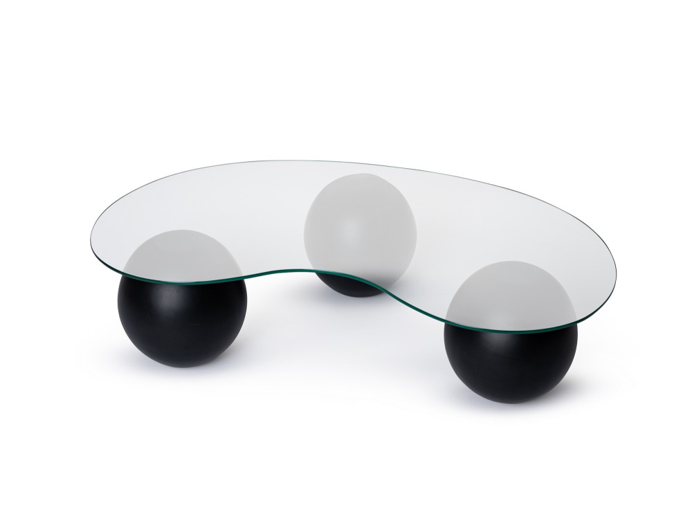 Mesa de centro em vidro "Sphere" - 120 x 70 x 30 cm - Preto