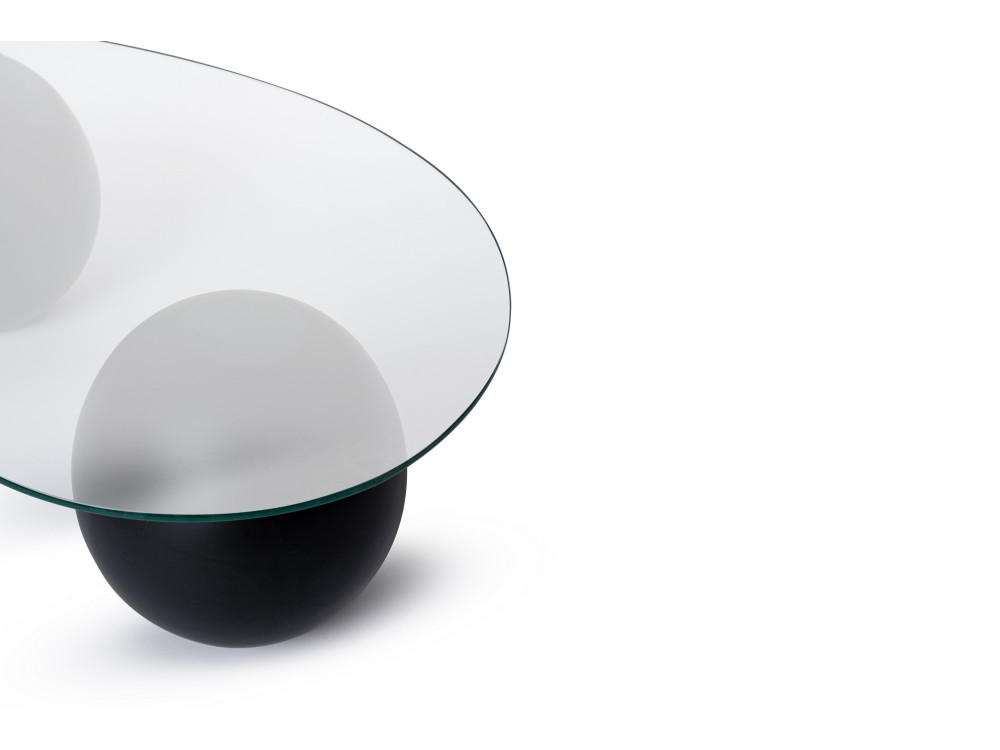 Mesa de centro em vidro "Sphere" - 120 x 70 x 30 cm - Preto
