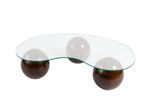 Mesa de centro em vidro "Sphere" - 120 x 70 x 30 cm - Castanho