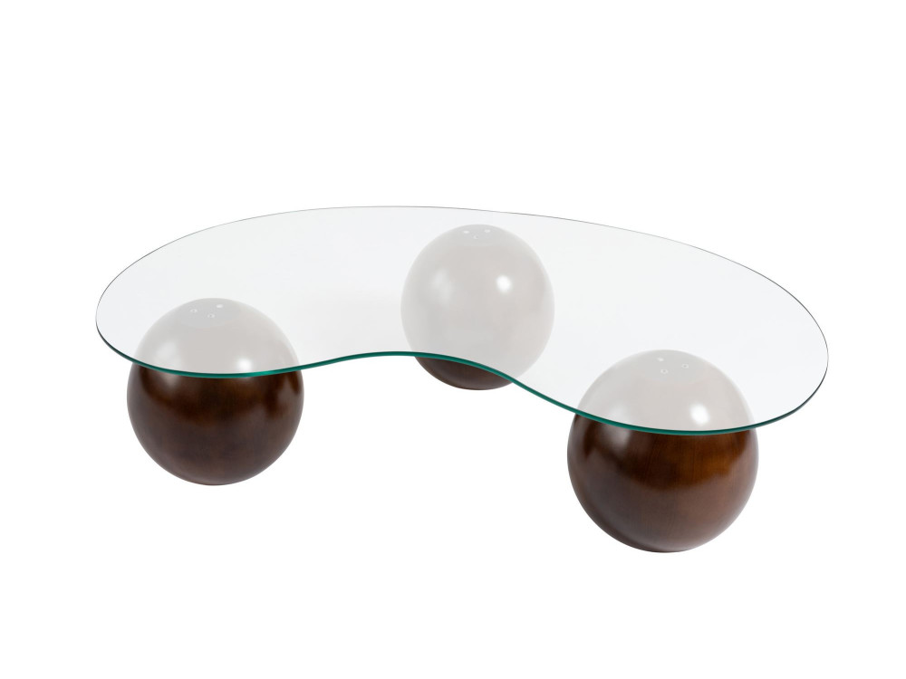 Mesa de centro em vidro "Sphere" - 120 x 70 x 30 cm - Castanho