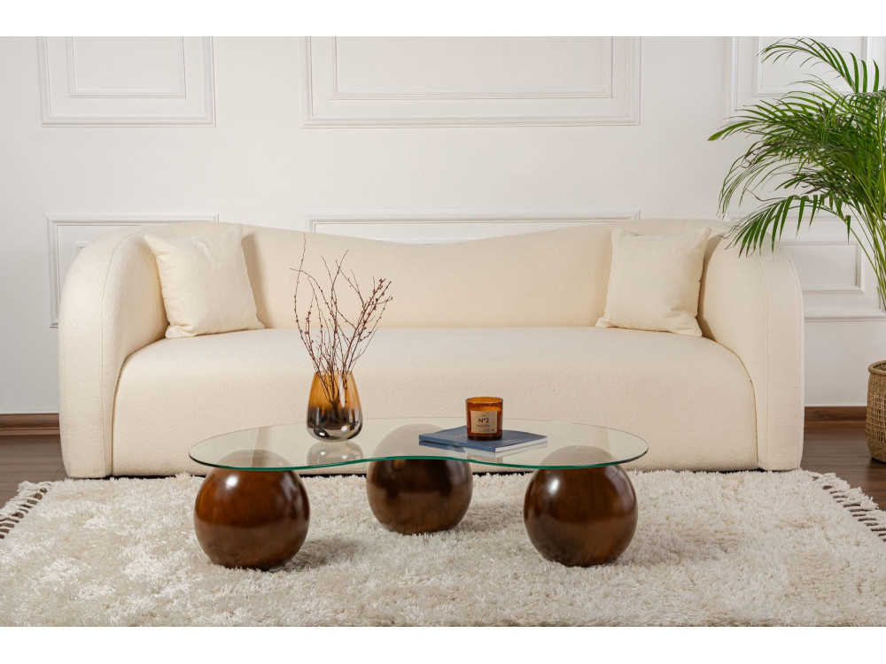 Mesa de centro em vidro "Sphere" - 120 x 70 x 30 cm - Castanho