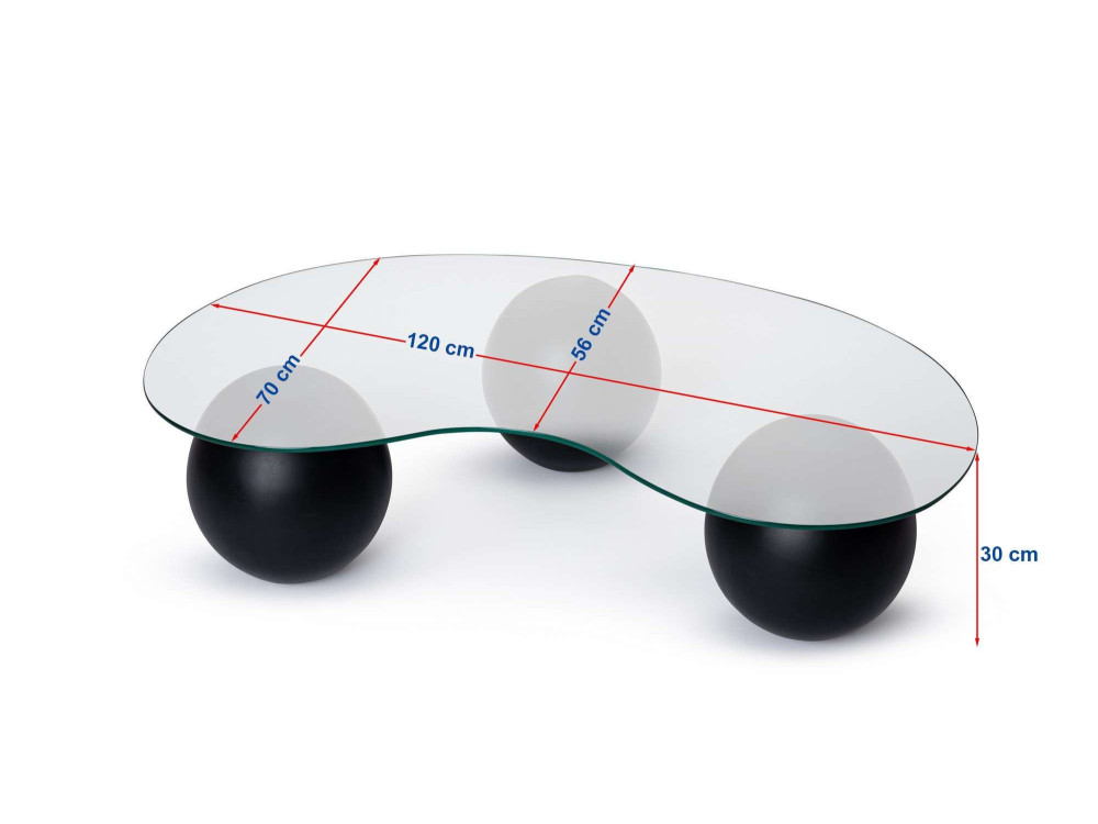 Mesa de centro em vidro "Sphere" - 120 x 70 x 30 cm - Castanho