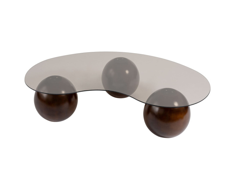 Mesa de centro em vidro "Sphere" - 120 x 70 x 30 cm - Castanho