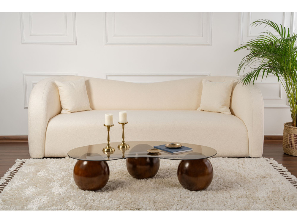 Mesa de centro em vidro "Sphere" - 120 x 70 x 30 cm - Castanho