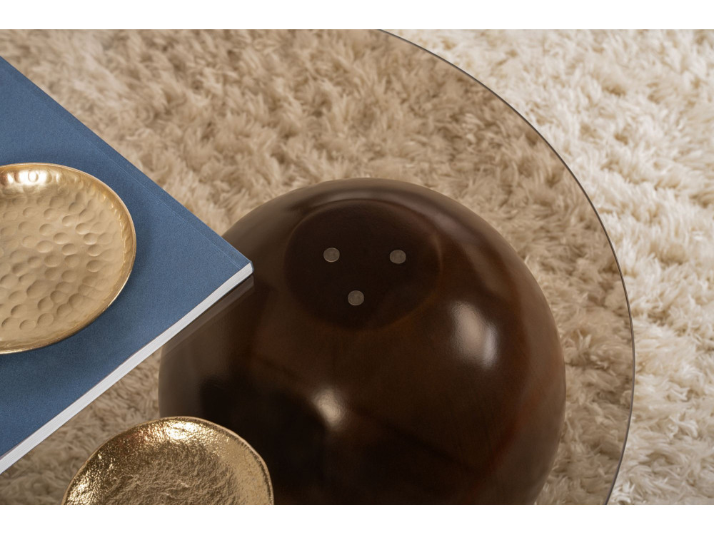 Mesa de centro em vidro "Sphere" - 120 x 70 x 30 cm - Castanho