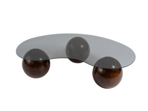 Mesa de centro em vidro "Sphere" - 120 x 70 x 30 cm - Castanho