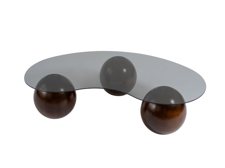 Mesa de centro em vidro "Sphere" - 120 x 70 x 30 cm - Castanho
