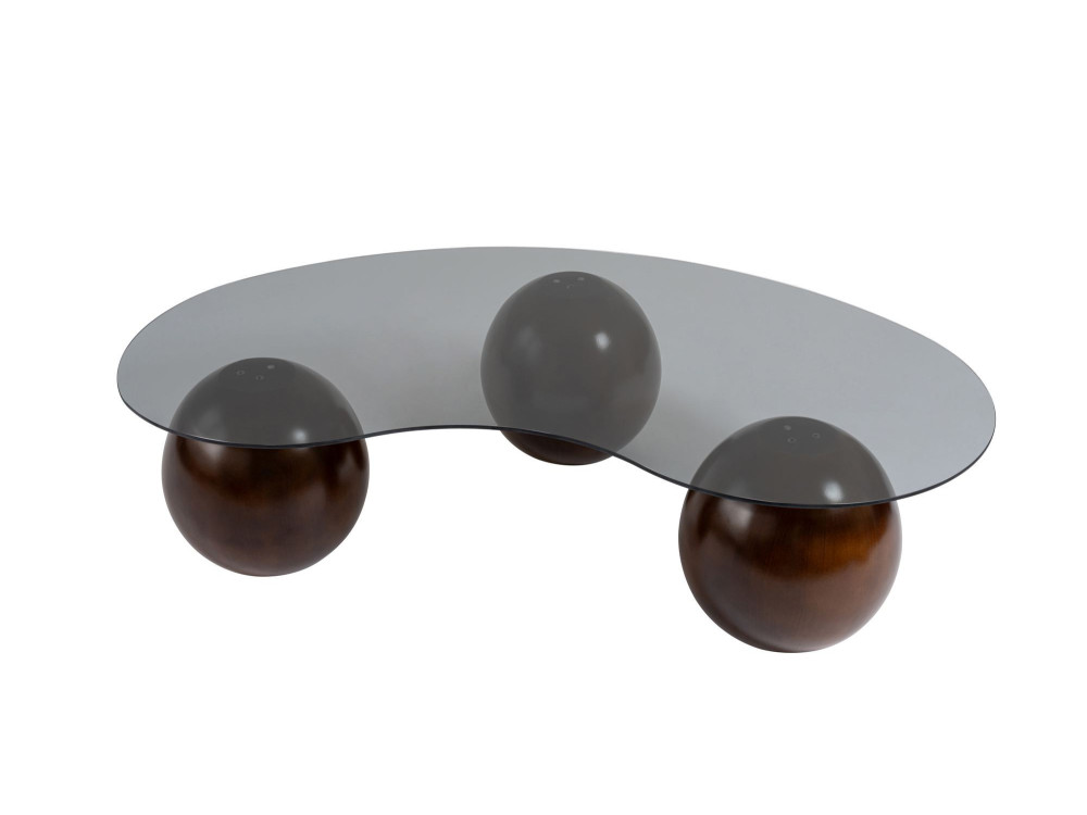 Mesa de centro em vidro "Sphere" - 120 x 70 x 30 cm - Castanho