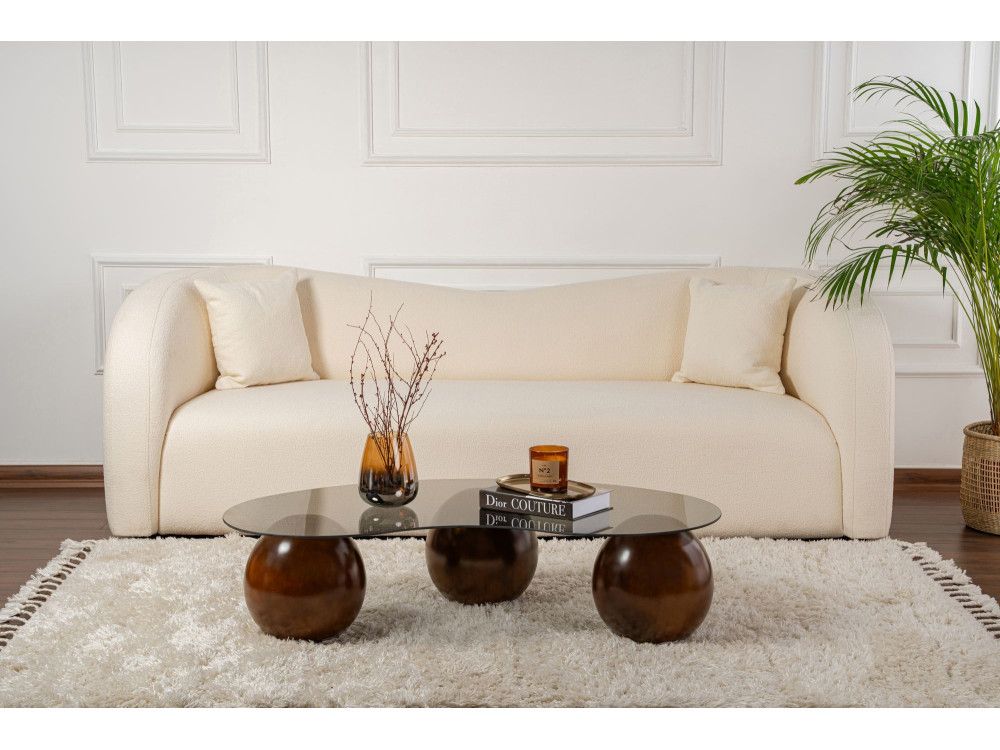 Mesa de centro em vidro "Sphere" - 120 x 70 x 30 cm - Castanho