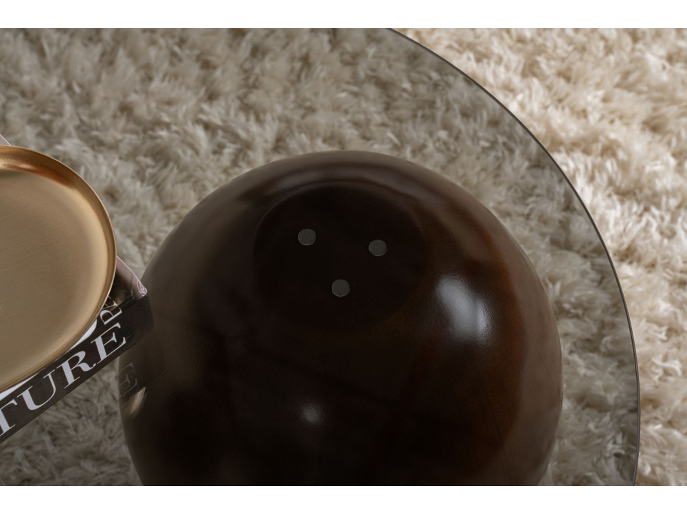 Mesa de centro em vidro "Sphere" - 120 x 70 x 30 cm - Castanho
