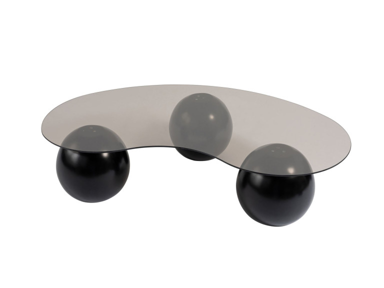 Mesa de centro em vidro "Sphere" - 120 x 70 x 30 cm - Preto