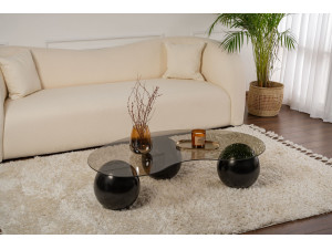 Mesa de centro em vidro "Sphere" - 120 x 70 x 30 cm - Preto 2