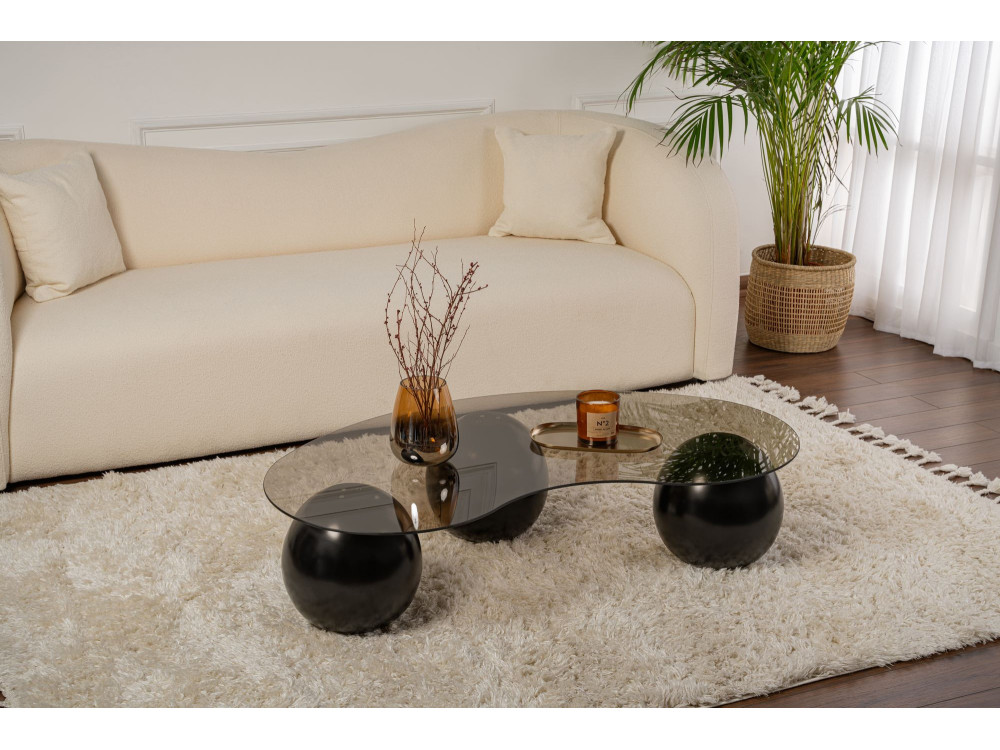 Mesa de centro em vidro "Sphere" - 120 x 70 x 30 cm - Preto