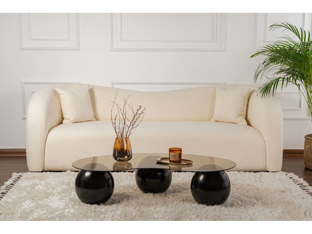 Mesa de centro em vidro "Sphere" - 120 x 70 x 30 cm - Preto
