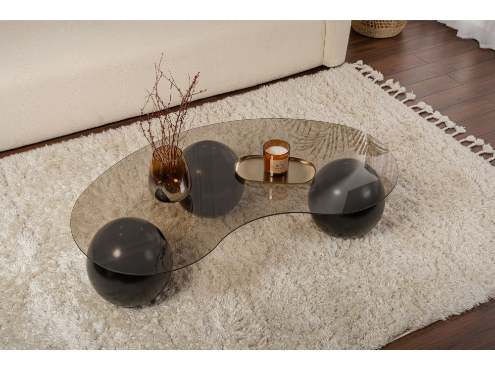 Mesa de centro em vidro "Sphere" - 120 x 70 x 30 cm - Preto