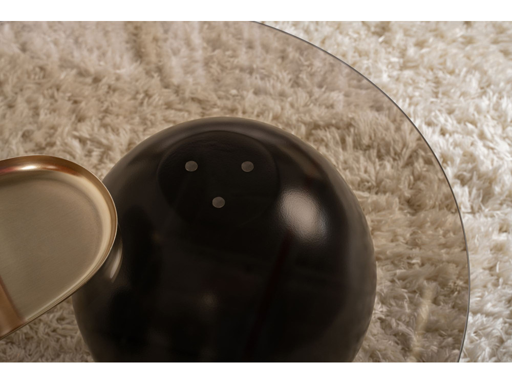 Mesa de centro em vidro "Sphere" - 120 x 70 x 30 cm - Preto