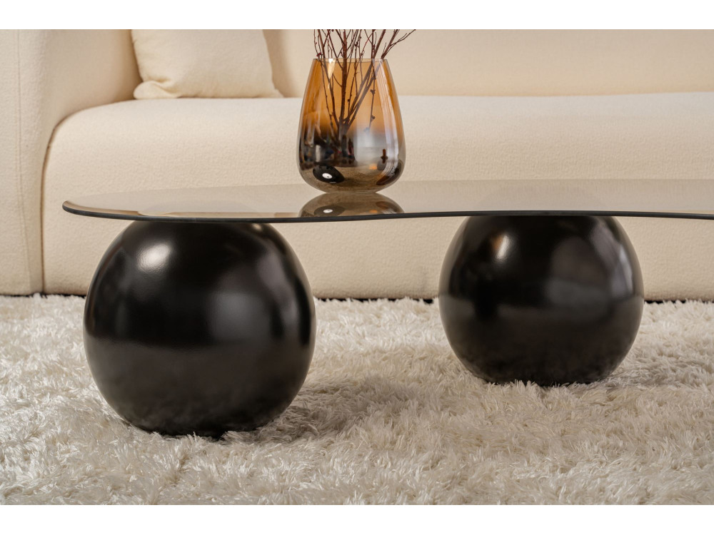 Mesa de centro em vidro "Sphere" - 120 x 70 x 30 cm - Preto